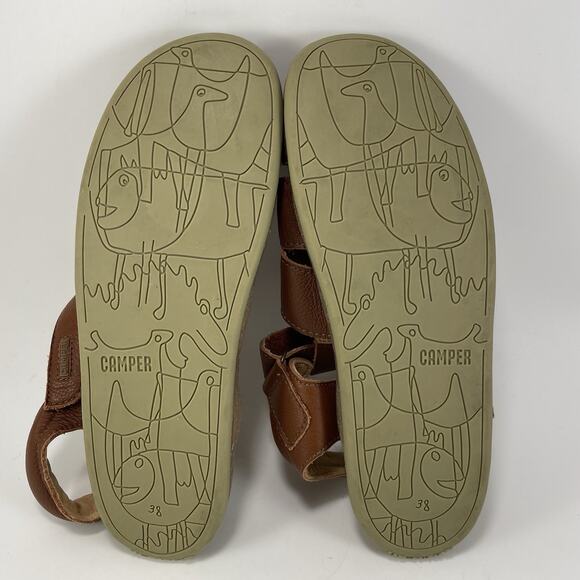 Camper Bicho Sandals Womens 38 / 7.5 Brown Leather Fisherman Comfort Slingback - Picture 7 of 9